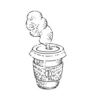 disposable coffee to go sketch hand drawn vector