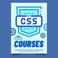 Css Online Courses Bright Advertise Banner Vector