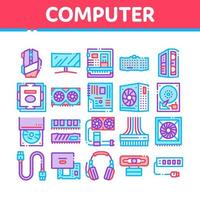 Computer Technology Collection Icons Set Vector