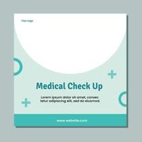 Medical social media post template design. Modern banner with blue and white background and place for the photo. Usable for social media, banner, and website. vector