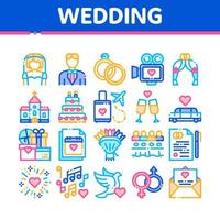 conjunto de iconos de línea delgada de vector de boda de colección