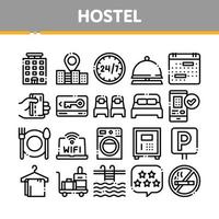 Collection Hostel Elements Vector Sign Icons Set