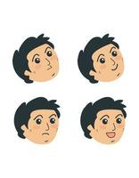 Boy Different Face Expressions Illustration Free Vector