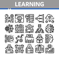 Machine Learning Ai Collection Icons Set Vector