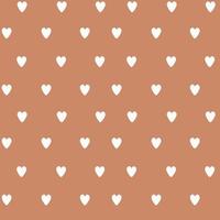 Vector seamless pattern with boho hearts. Cute love background. Brown background and white hearts