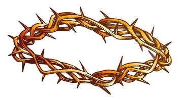 Crown Of Thorns Religious Symbol Hand Drawn Color Vector