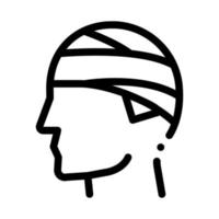 Bandaged Head Man Silhouette Headache Vector Icon