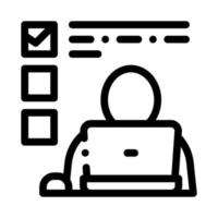 Man Working At Laptop Job Hunting Vector Icon