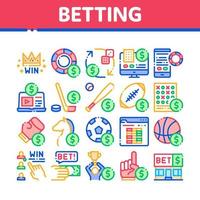 Betting And Gambling Collection Icons Set Vector