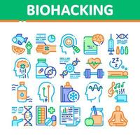 Biohacking Collection Elements Icons Set Vector