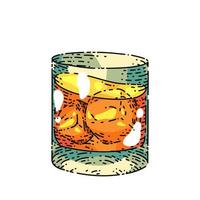 whisky de hielo boceto dibujado a mano vector