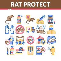 vector de conjunto de iconos de elementos de colección de protección de rata