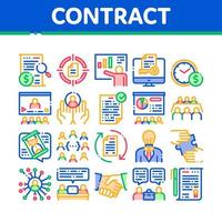 Contract Collection Elements Icons Set Vector