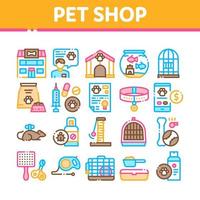 Pet Shop Collection Elements Icons Set Vector