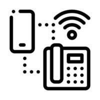 Smartphone and Home Telephone Wi-Fi Connection Icon Vector Outline Illustration