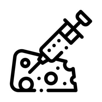 ilustración de contorno de vector de icono de inyección en queso