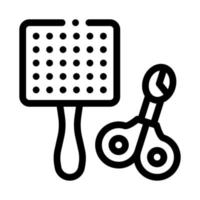 Pet Comb and Scissors Icon Vector Outline Illustration
