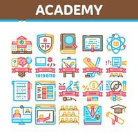 Academy Educational Collection Icons Set Vector