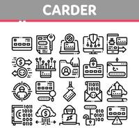 Carder Hacker Collection Elements Icons Set Vector