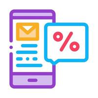 Phone Message about Percent Icon Vector Outline Illustration