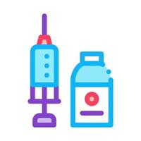 Syringe and Medicine Beaker Icon Vector Outline Illustration