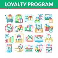 Loyalty Program For Customer Icons Set Vector