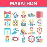 conjunto de iconos de elementos de colección de maratón vector