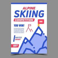 vector de banner creativo de competición de esquí alpino