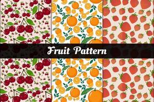 collection of seamless pattern with fruits vector