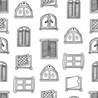 Seamless pattern with doodle style windows. vector