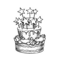 Birthday Cake Decorated With Stars Retro Vector