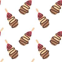 Canape seamless pattern. Vector canapes with cookie, chocolate and strawberry isolated on white background.