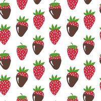 Strawberry seamless pattern. Vector strawberries in cartoon style. Bright colourful pattern with juicy berries. Design for textile, fabric, menu, room decor, greeting cards, wrapping paper.