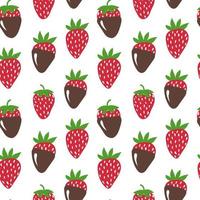 Strawberry seamless pattern. Vector strawberries in cartoon style. Bright colourful pattern with juicy berries. Design for textile, fabric, menu, room decor, greeting cards, wrapping paper.