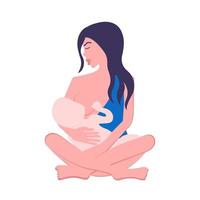 Breastfeeding vector illustration. Vector mother feeding her baby with breast.