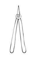 Garden shears doodle illustration. Secateurs vector outline illustration. Garden tool isolated on white background.