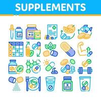 Supplements Collection Elements Icons Set Vector