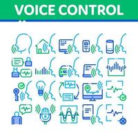 Voice Control Collection Elements Icons Set Vector