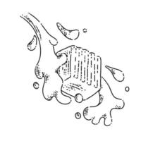 caramel cube splash sketch hand drawn vector