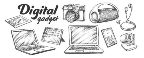 gadgets de audio y video digital retro set vector