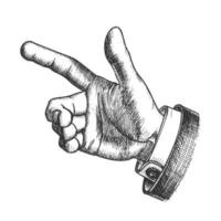 Male Hand Make Gesture Forefinger Vintage Vector