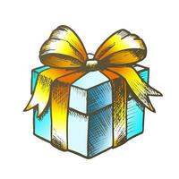 Gift Box Closed And Decorated Bow Color Vector