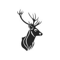 logotipo vectorial minimalista en blanco y negro para una empresa de tecnología que presenta un ciervo con cuernos. vector