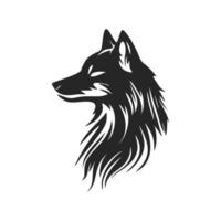 elegante diseño de logotipo de vector de cabeza de lobo blanco y negro.