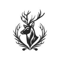 Clean and modern black and white deer vector logo.