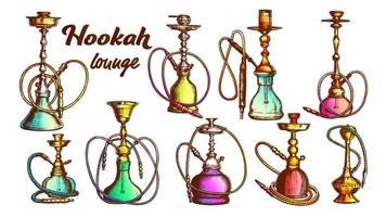 Collection of Different Hookah Set Ink Vector