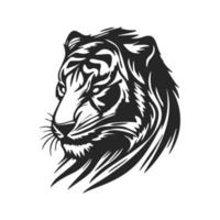 Monochrome vector logo with the image of a lion's head.