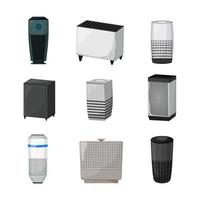 ionizer air purifier set cartoon vector illustration