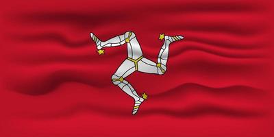 Waving flag of the country Isle of Man. Vector illustration.