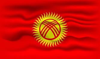 Waving flag of the country Kyrgyzstan. Vector illustration.